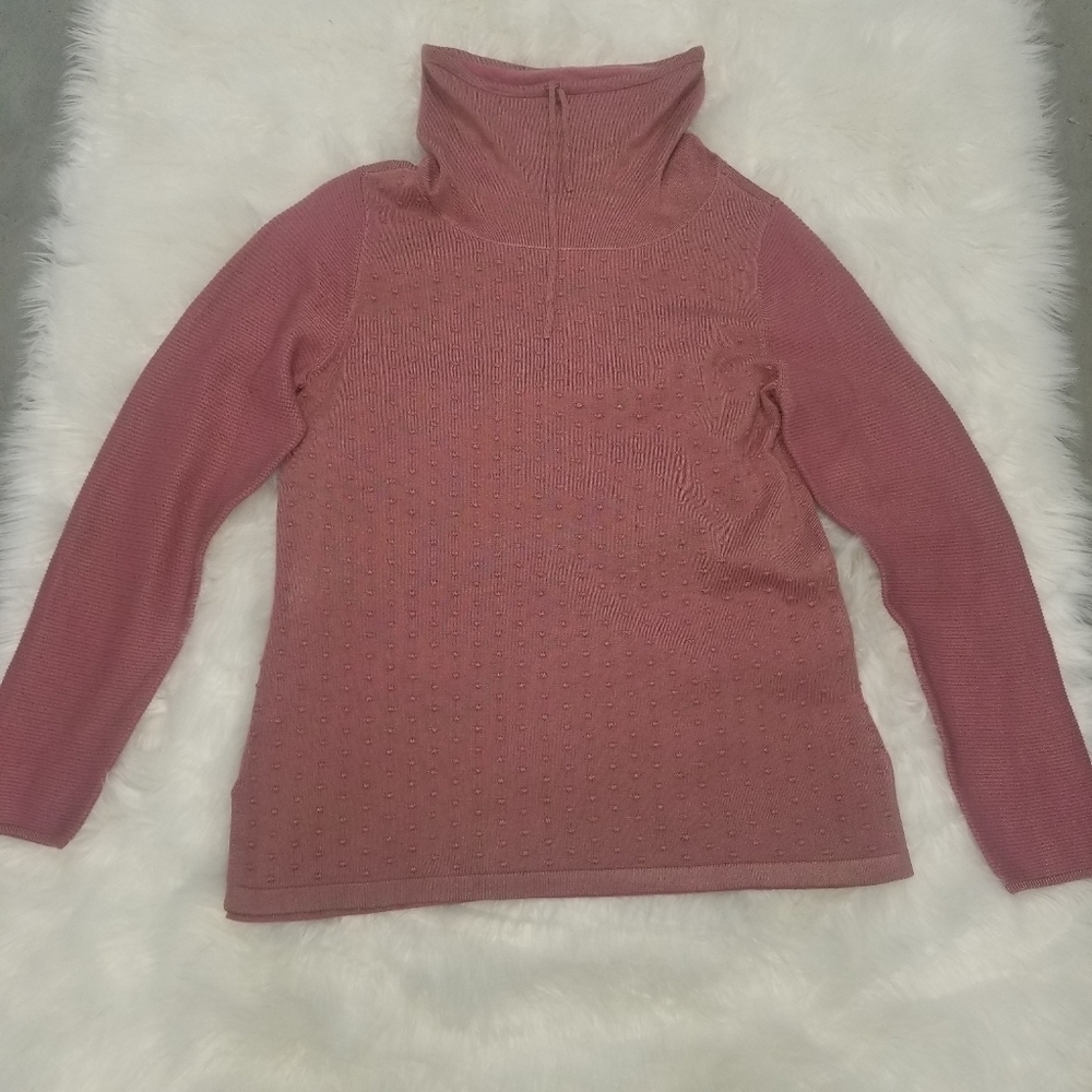 Robert Kitchen Funnel Neck Sweater Dark Rose NWT